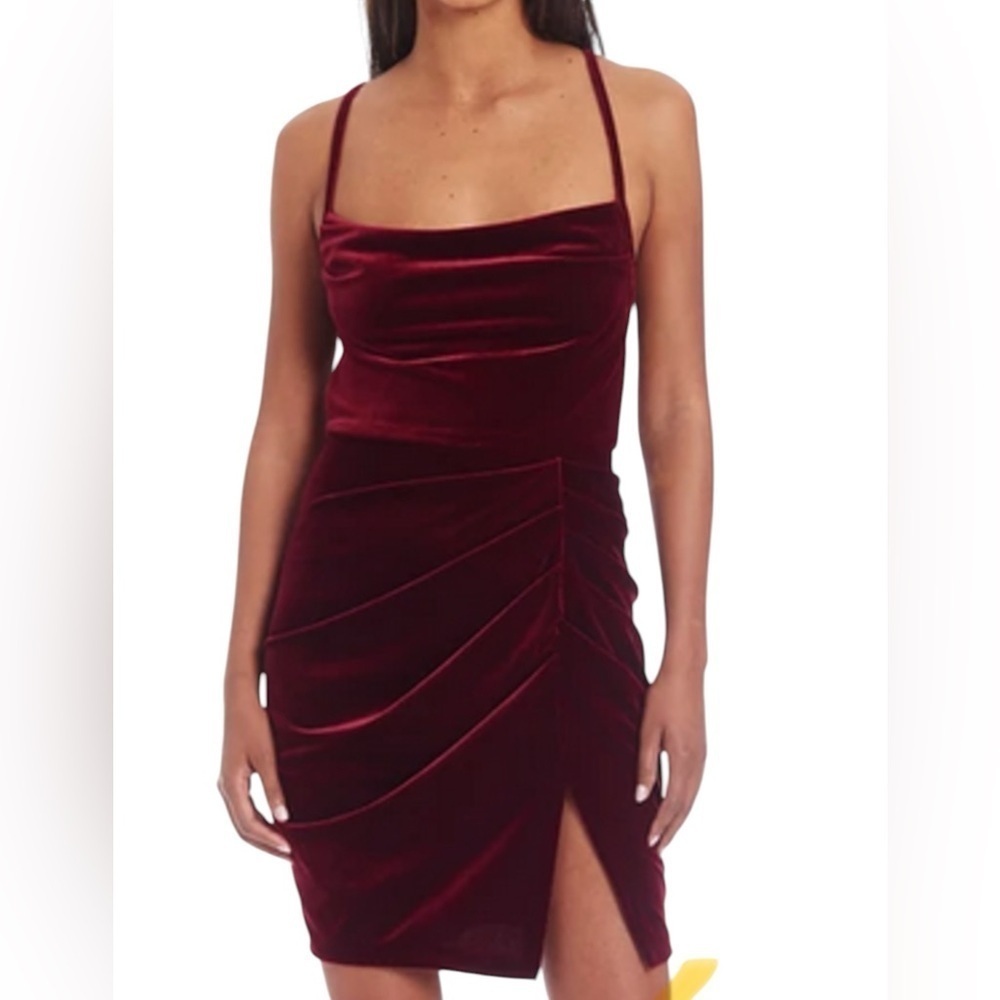 Amanda Uprichard Dark Red Velvet Strapless Mini Dress Size XS